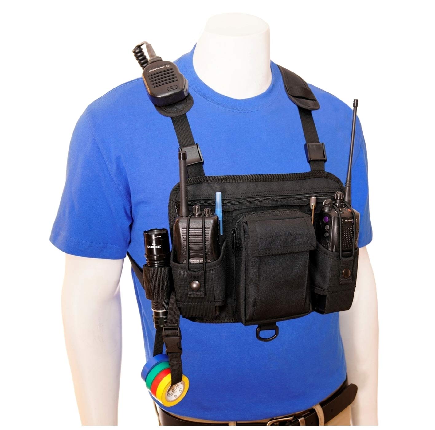 RCH-601D Adjustable Double Radio Chest Harness Shoulder Holster - Fits 4.75