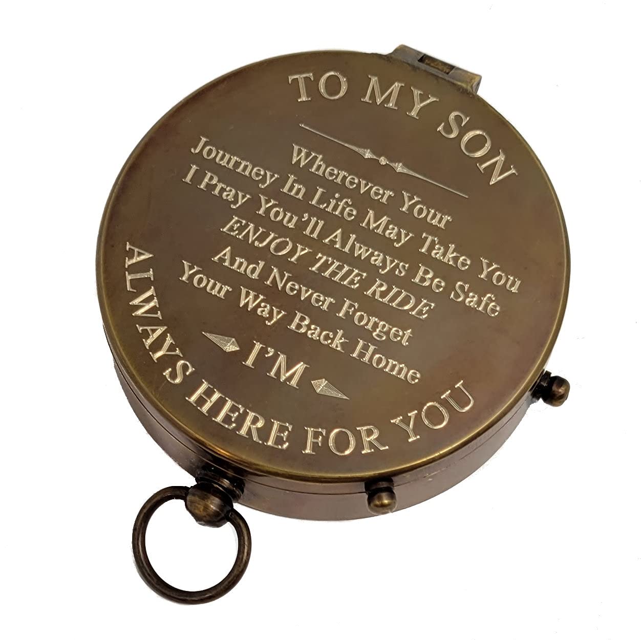 Personalized Engraved Brass Pocket Compass for Men - Unique Gift for Him, Son, Husband, Grandson | Engravable Antique Compass for Graduation, Baptism, Confirmation | Perfect for Outdoor Adventures, Hiking, Camping & Travel Gifts