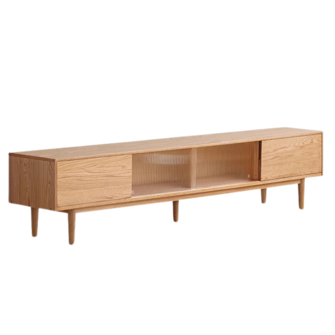 Modern Oak Solid Wood TV Stand with Storage - Stylish Entertainment Center for Living Room, Bedroom & Home Theater