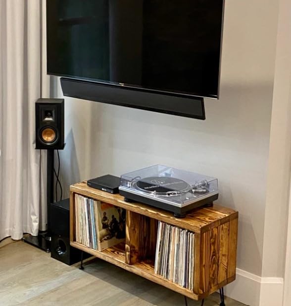 2Sec Vinyl Record Storage Furniture - Record Player Stand, Media Console & TV Stand for LP Storage & Turntable | Perfect for Living Room, Home Theater & Music Studio Organization