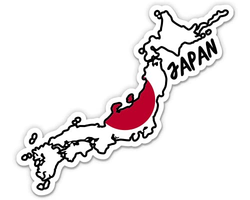 Japan Map with Flag Vinyl Sticker Decal - Waterproof 3