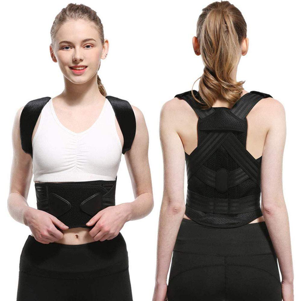 Lzour Posture Corrector for Men & Women - Adjustable & Breathable Back Brace for Neck, Shoulder & Back Pain Relief - Improve Bad Posture for Office Work, Gaming & Driving