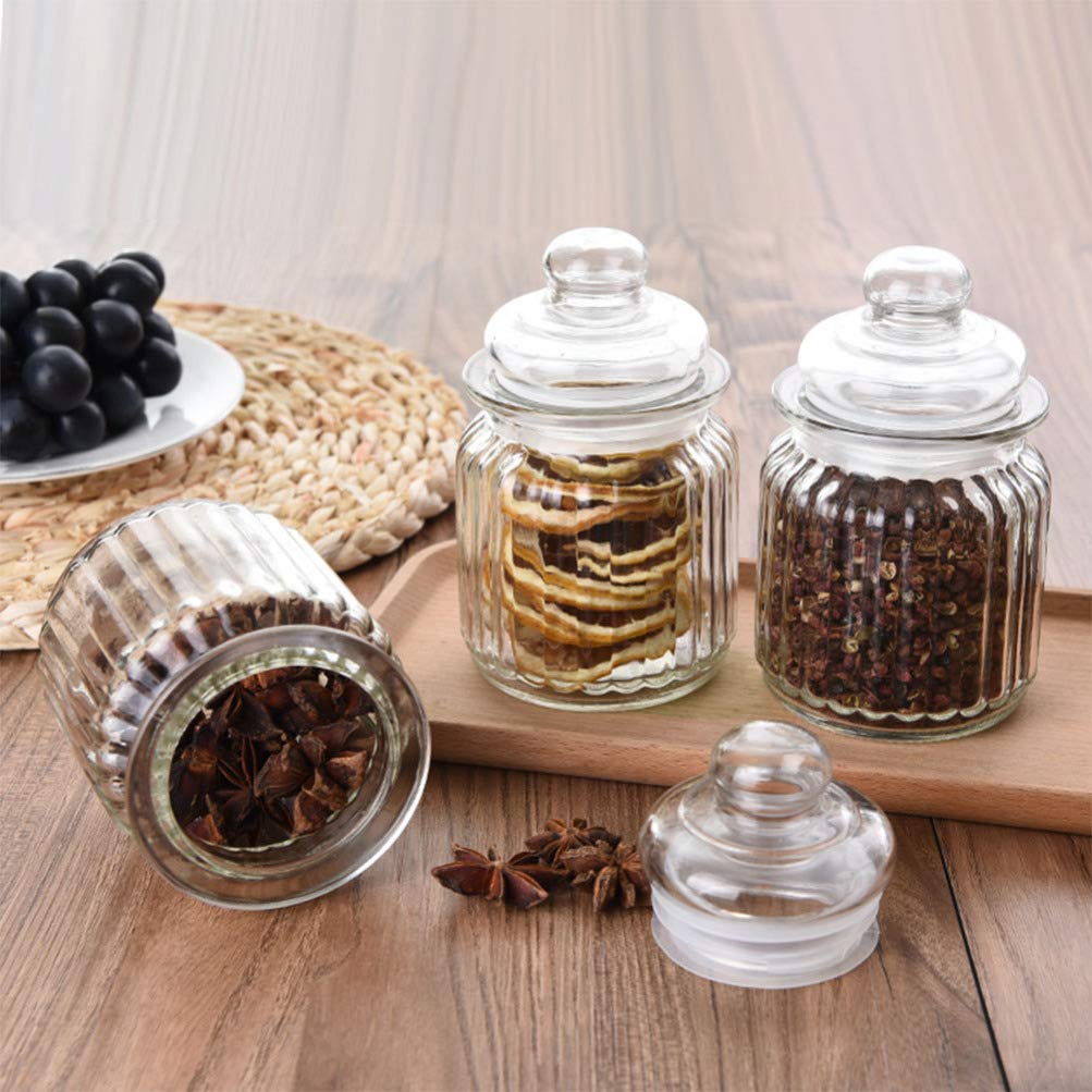 Hemoton 16oz Glass Honey Jar with Airtight Lid - Clear Food Storage Container for Jam, Spices, Sugar & More - Perfect for Kitchen, Pantry & DIY Gifts