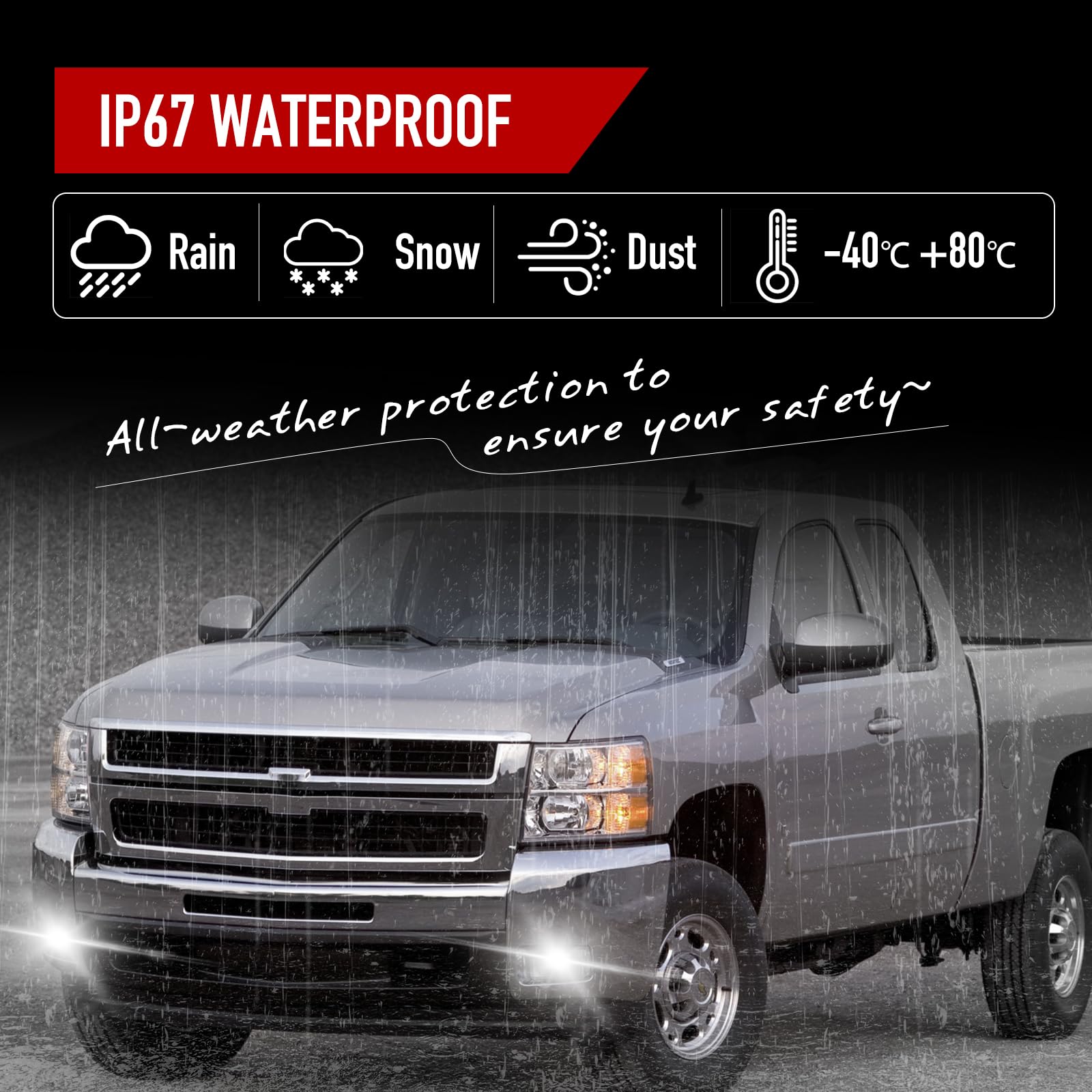 High-Performance LED Fog Lights for 2002-2007 Chevy Silverado & Avalanche - Durable Front Bumper Driving Lamps - Perfect for Night Driving, Off-Road Adventures & Inclement Weather Conditions