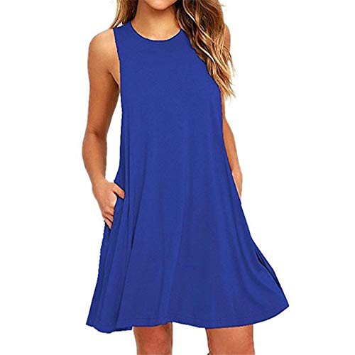 Womens Summer Dresses With Pockets-blue