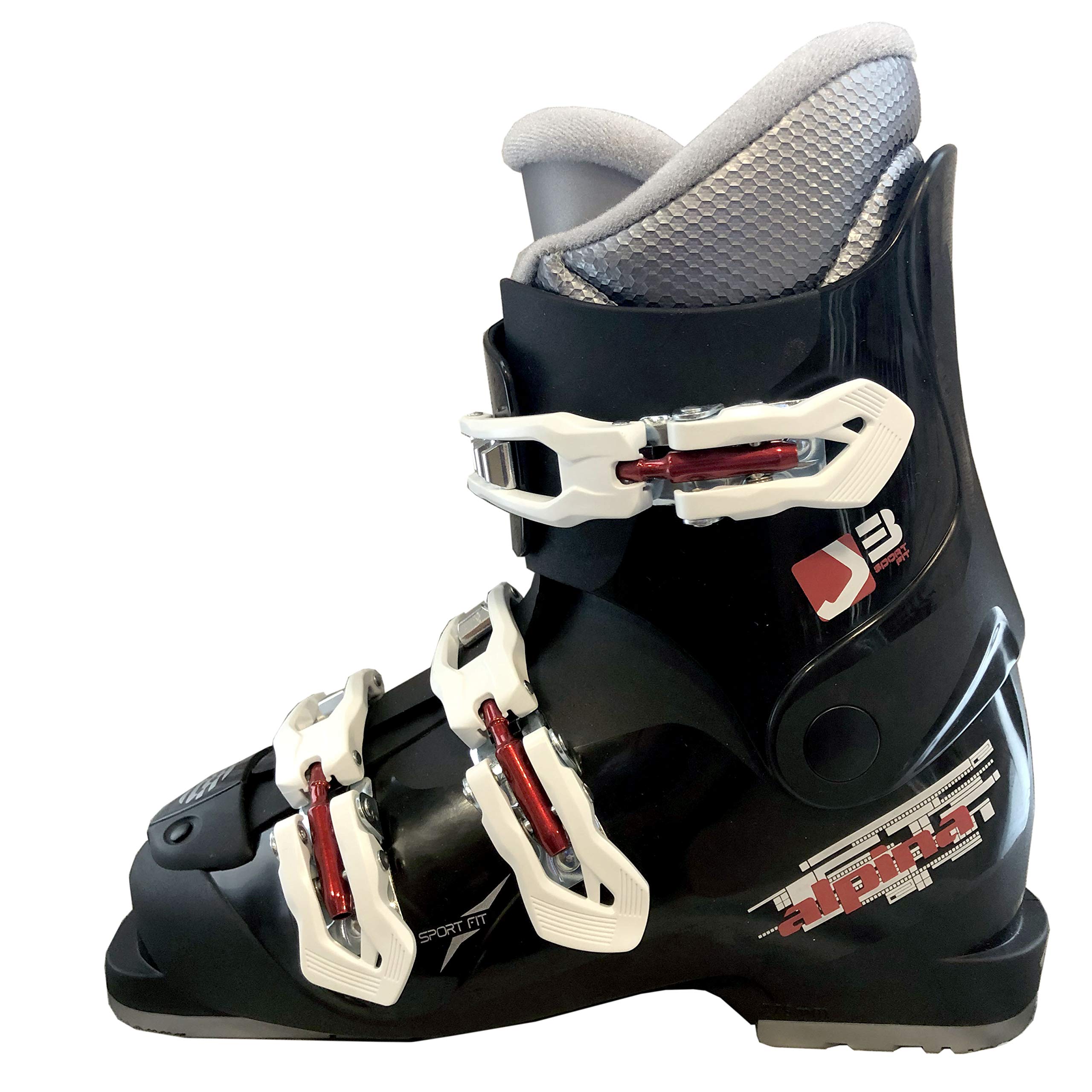 ALPINA J3 Junior Ski Boots for Kids - Size 25 | Black Winter Snow Boots for Boys & Girls | Perfect for Skiing, Snowboarding & Cold Weather Adventures