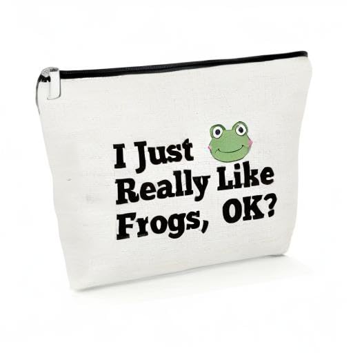 Cute Frog Makeup Bag for Women - Waterproof Cosmetic Pouch Travel Organizer | Perfect Frog Lover Gift for Girls, Friends Birthday & Graduation | Animal Themed Gift Idea for Travel, Gym & Daily Use