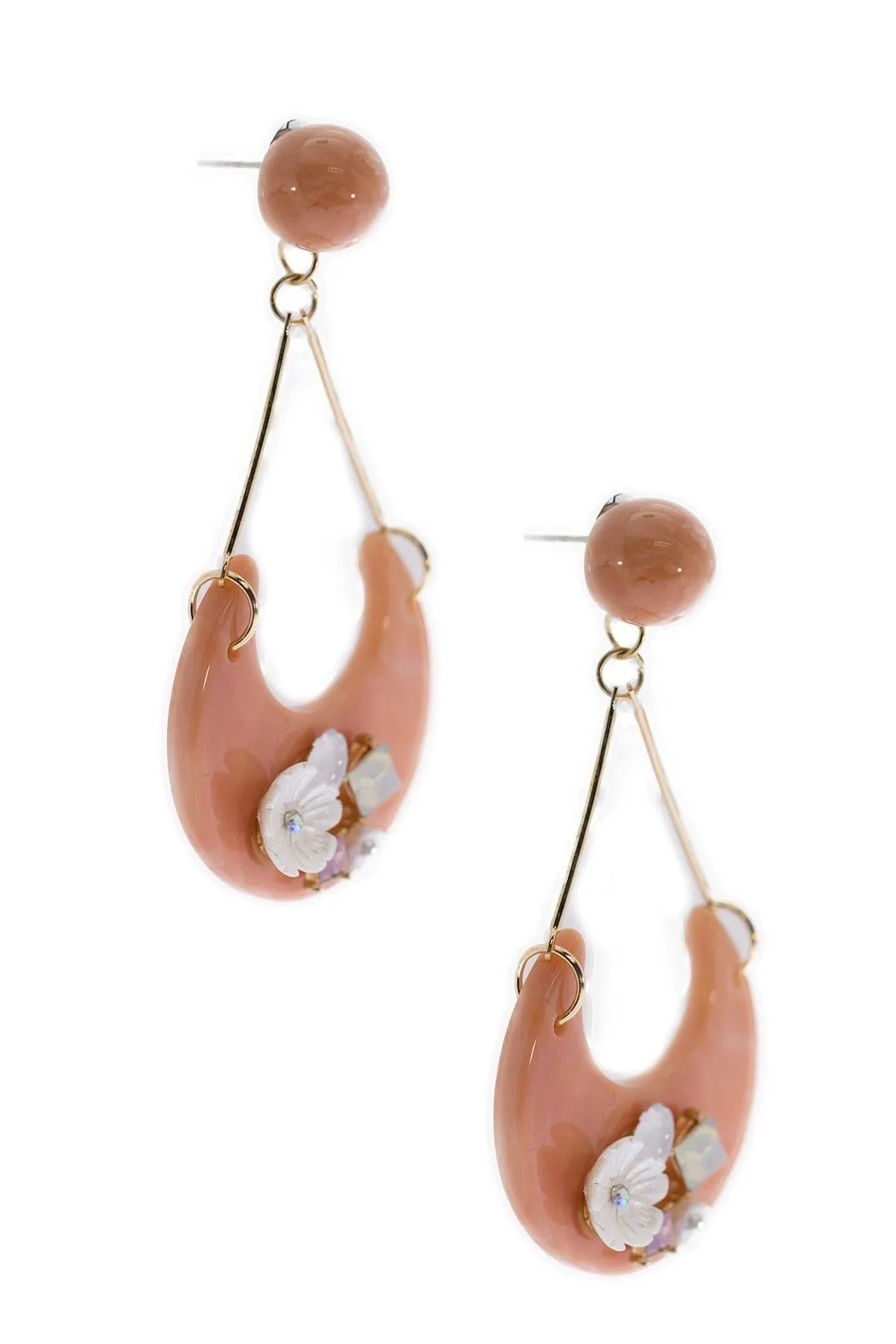Peach Drop Crystal Earrings for Women - Elegant Dangling Earrings with Sparkling Stones | Perfect for Weddings, Parties & Special Occasions