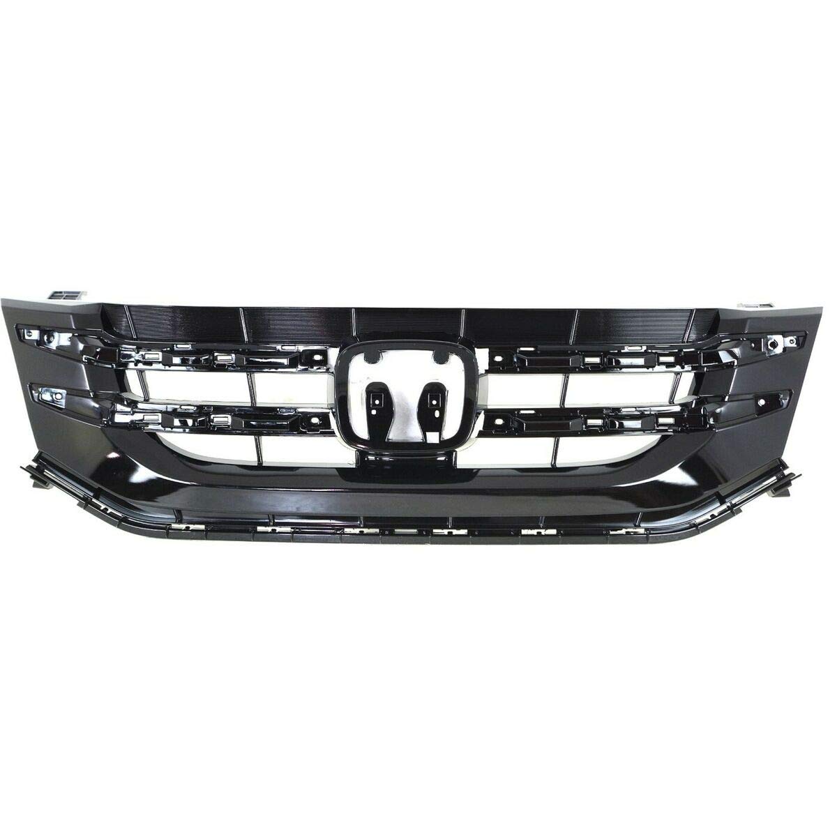 Black Plastic Grille Compatible with 2014-2016 Honda Odyssey - Front Bumper Replacement for Enhanced Style & Protection