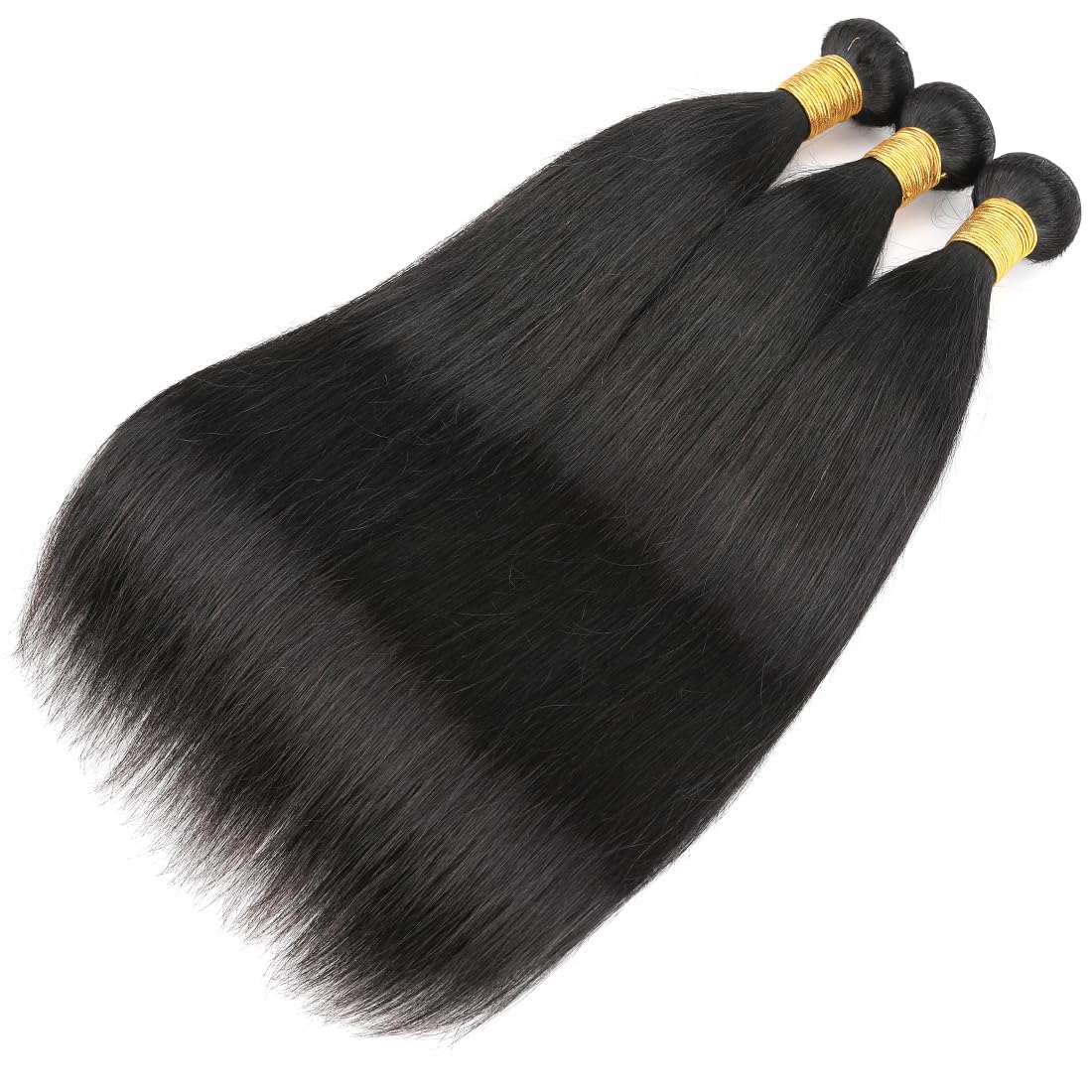 Brazilian Virgin Hair Extensions 3 Bundles - 100% Unprocessed Straight Human Hair 12/14/16 Inch Natural Black (100g±5g) | Heat Resistant & Dyeable | Perfect for Daily Styling, Parties & Special Occasions