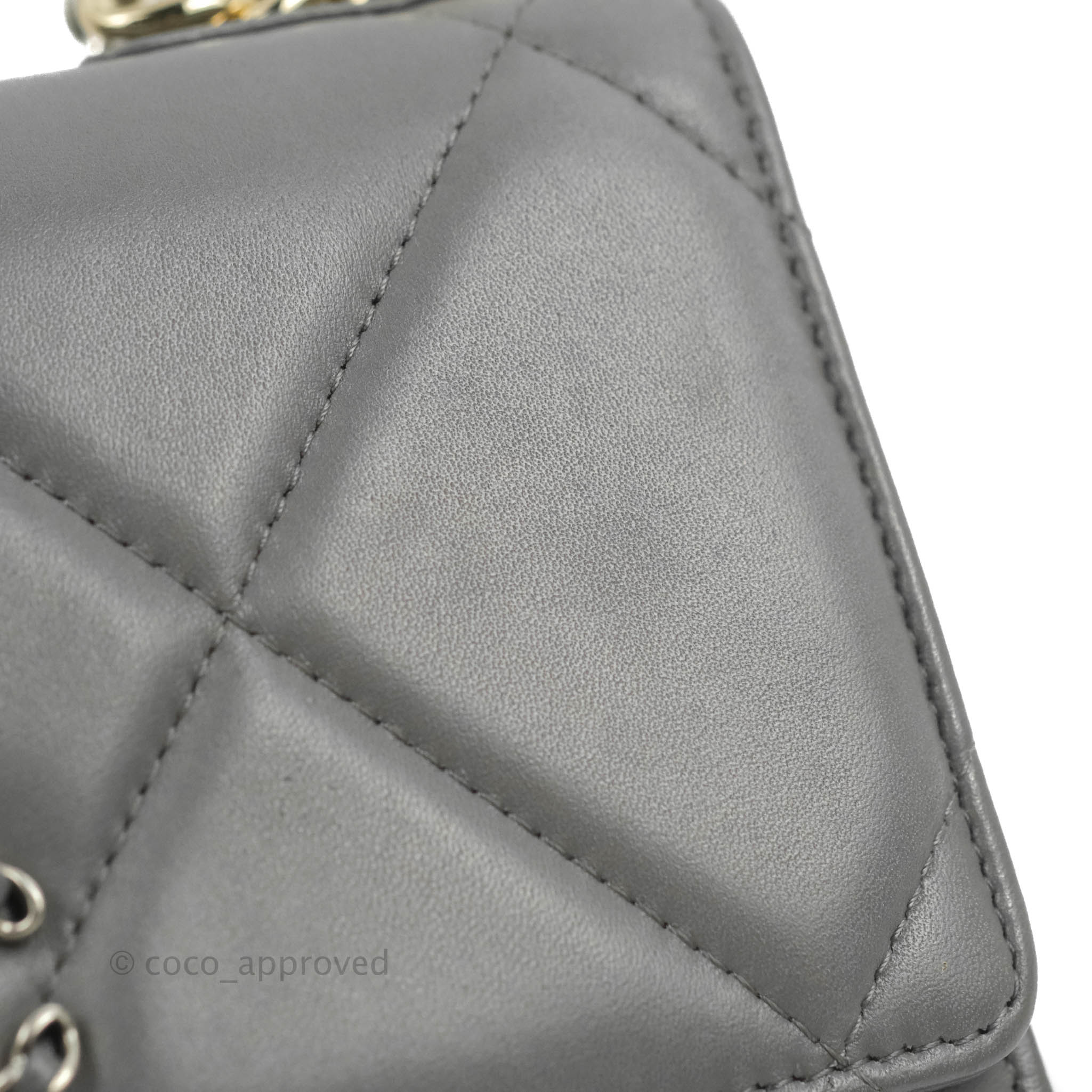 Chanel 19 Wallet on Chain WOC - Dark Grey Lambskin Leather with Mixed Hardware | Luxury Crossbody Bag for Women, Perfect for Evening Events & Daily Use