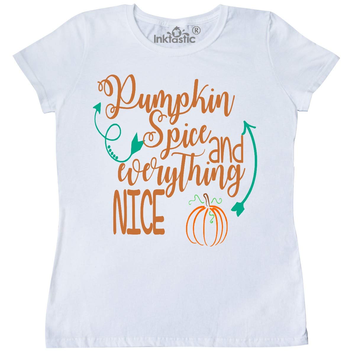 Inktastic Pumpkin Spice and Everything Nice Women's T-Shirt | Fall Fashion Graphic Tee | Casual Wear for Autumn & Thanksgiving