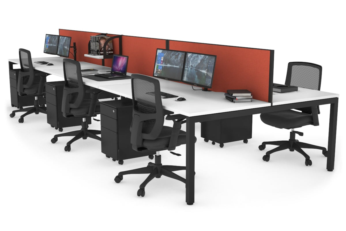 Quadro Square Legs 6-Person Office Workstation - 1800L x 800W with Cable Management - Ideal for Collaborative Workspaces & Open Office Environments