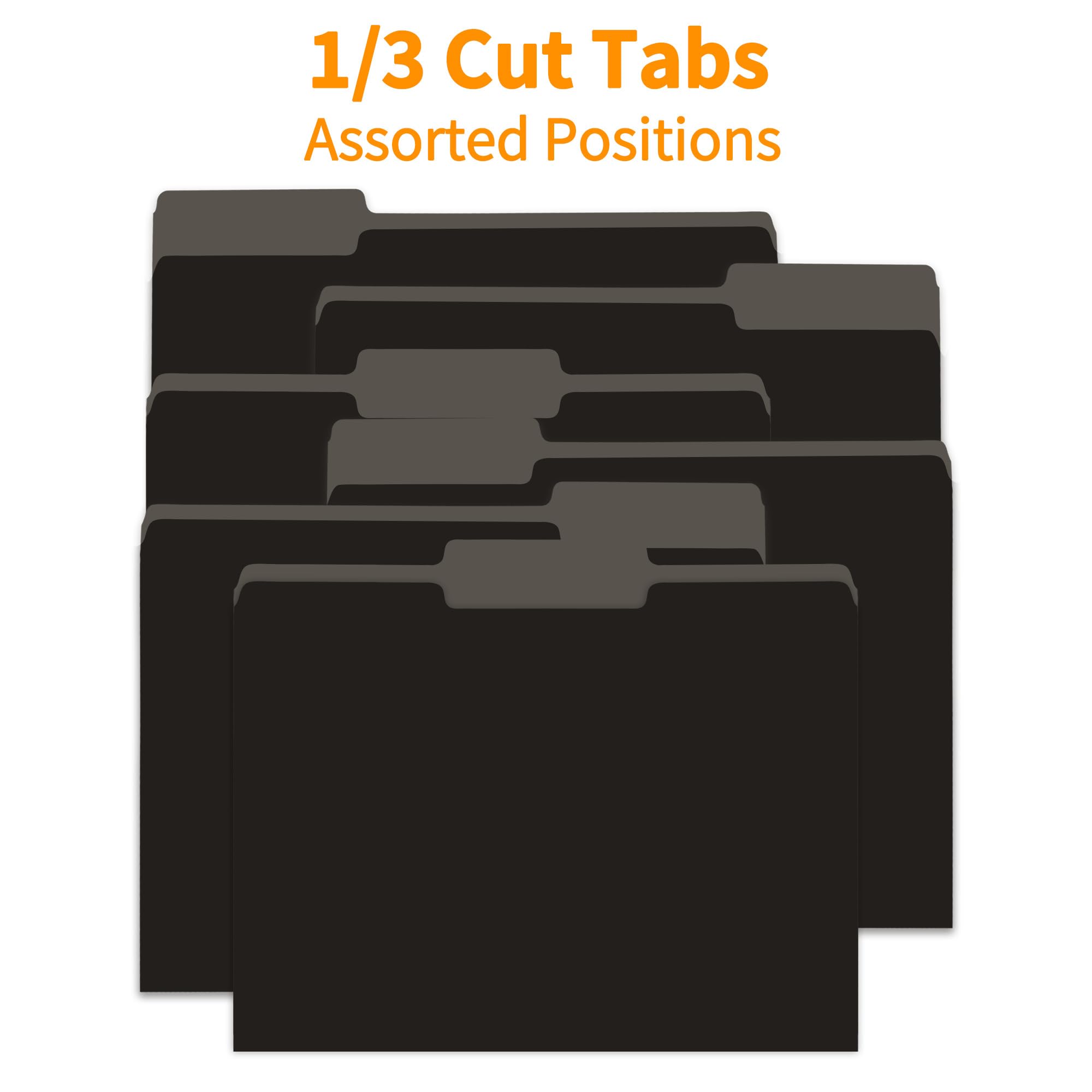 36 Pack Black Letter Size File Folders with 1/3-Cut Tabs (8.5x11) - Office, School & Home Organization Supplies for Filing, Document Storage & Paperwork Management