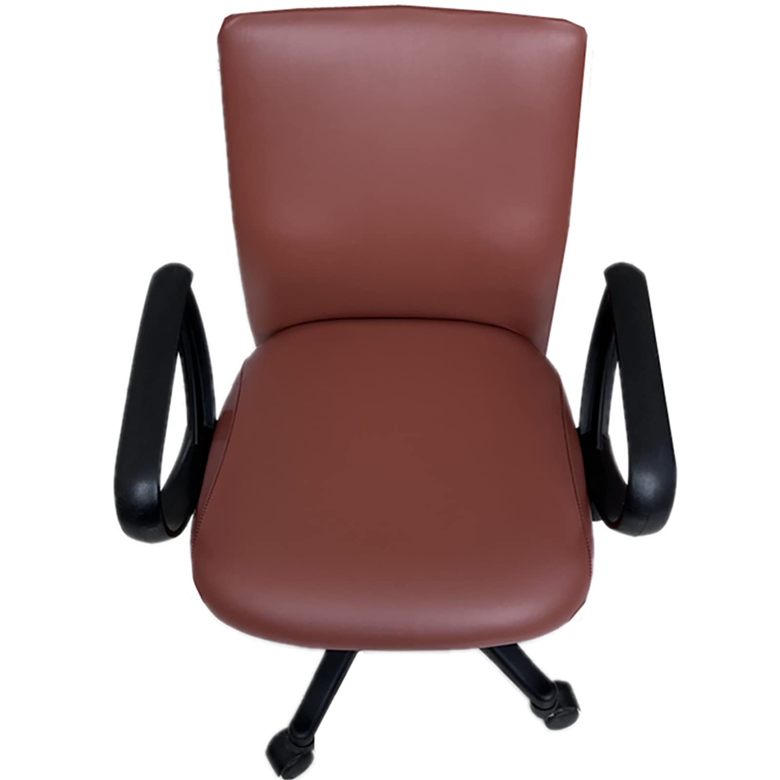 Waterproof PU Leather Office Chair Cover - Stretchable Rotating Chair Slipcover with Elastic Bottom for Executive Chairs, Desk Chairs & Boss Chairs (Brown) - Perfect for Home Office, Conference Rooms & Workspaces