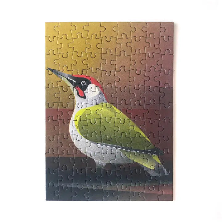 Green Woodpecker Mini Jigsaw Puzzle - 99 Piece Wooden Puzzle for Kids & Adults - Perfect for Family Game Night, Classroom Activities & Stress Relief