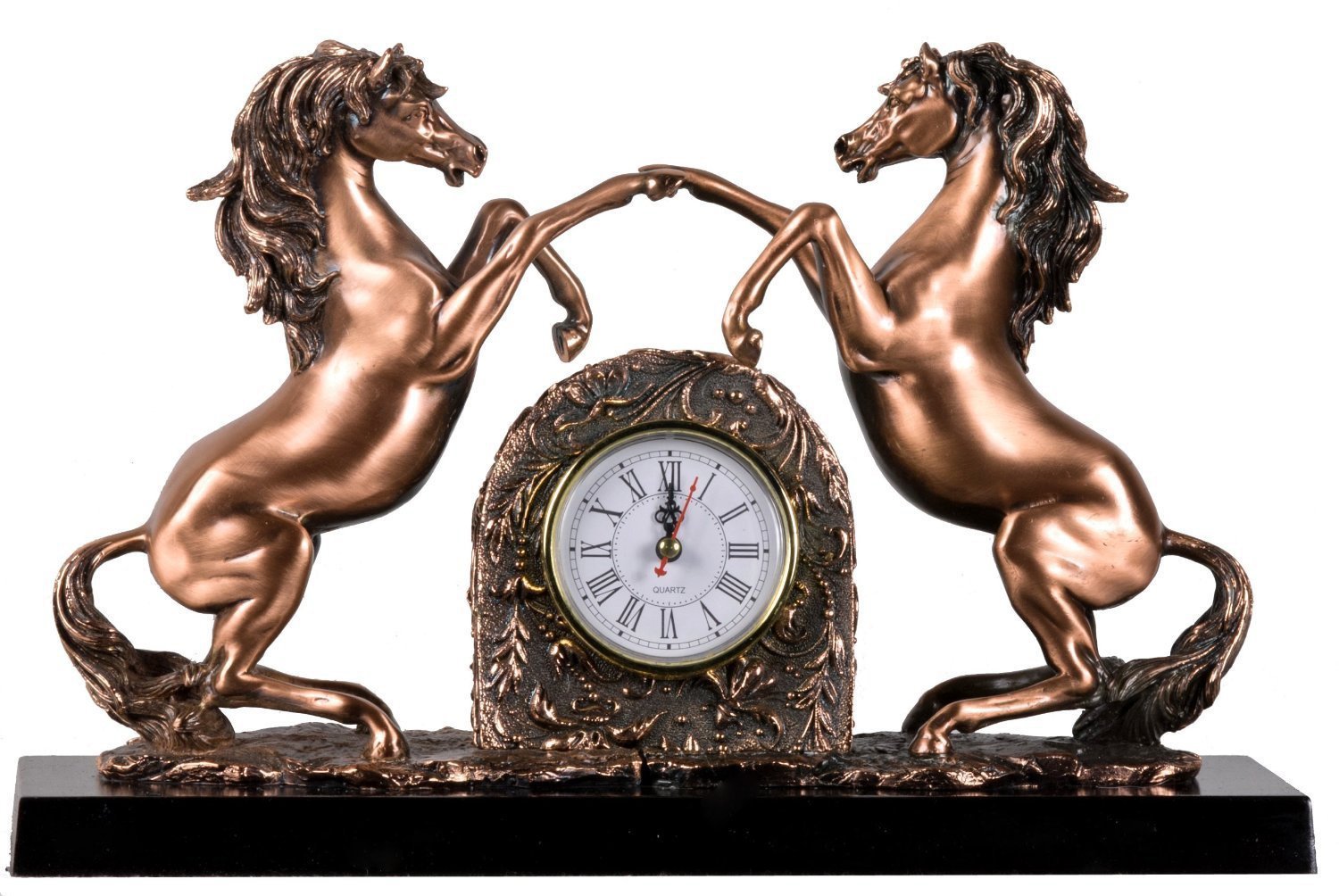 Elegant Twin Horse with Clock Sculpture - Handcrafted Home Decor & Unique Gift for Equestrian Lovers - Perfect for Living Room, Office, or Mantel Display
