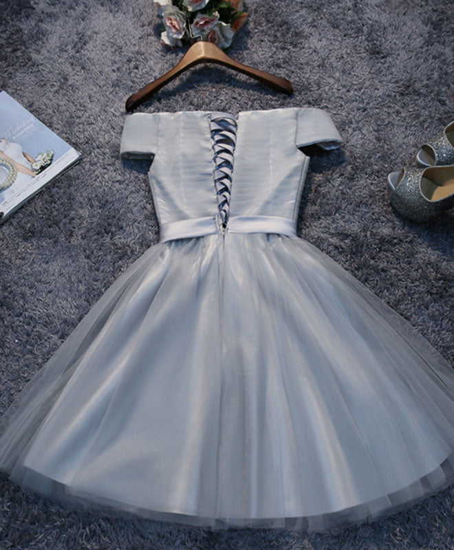 Elegant Gray Tulle Mini Prom Dress for Homecoming - Perfect for Dances, Parties & Special Occasions