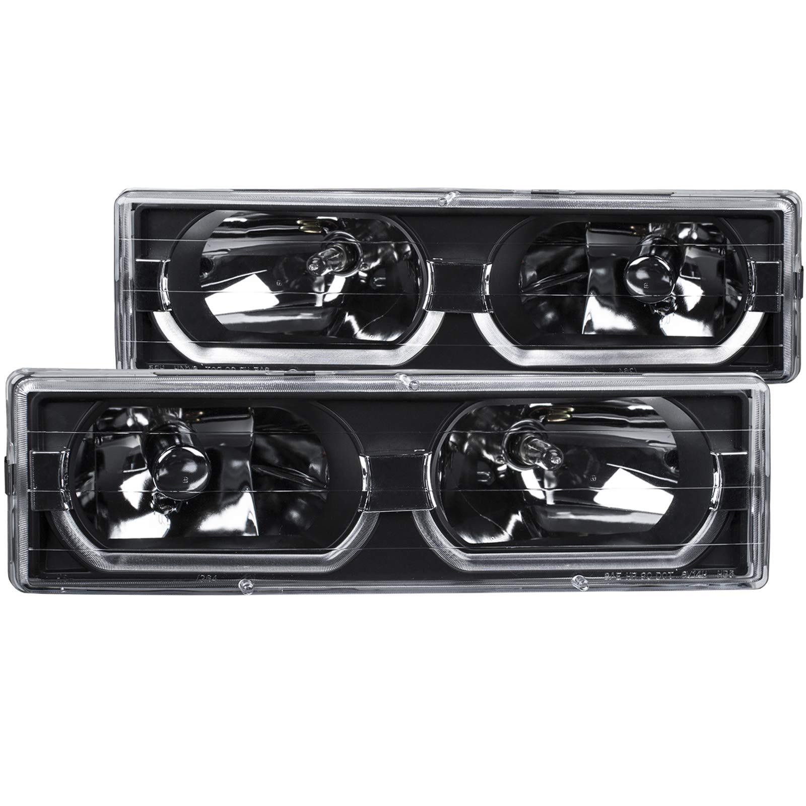 AnzoUSA 111299 Black/Clear Low-Profile Headlights for Chevrolet Silverado 1500/2500/3500 - Durable Replacement Headlamps for Off-Road & Night Driving
