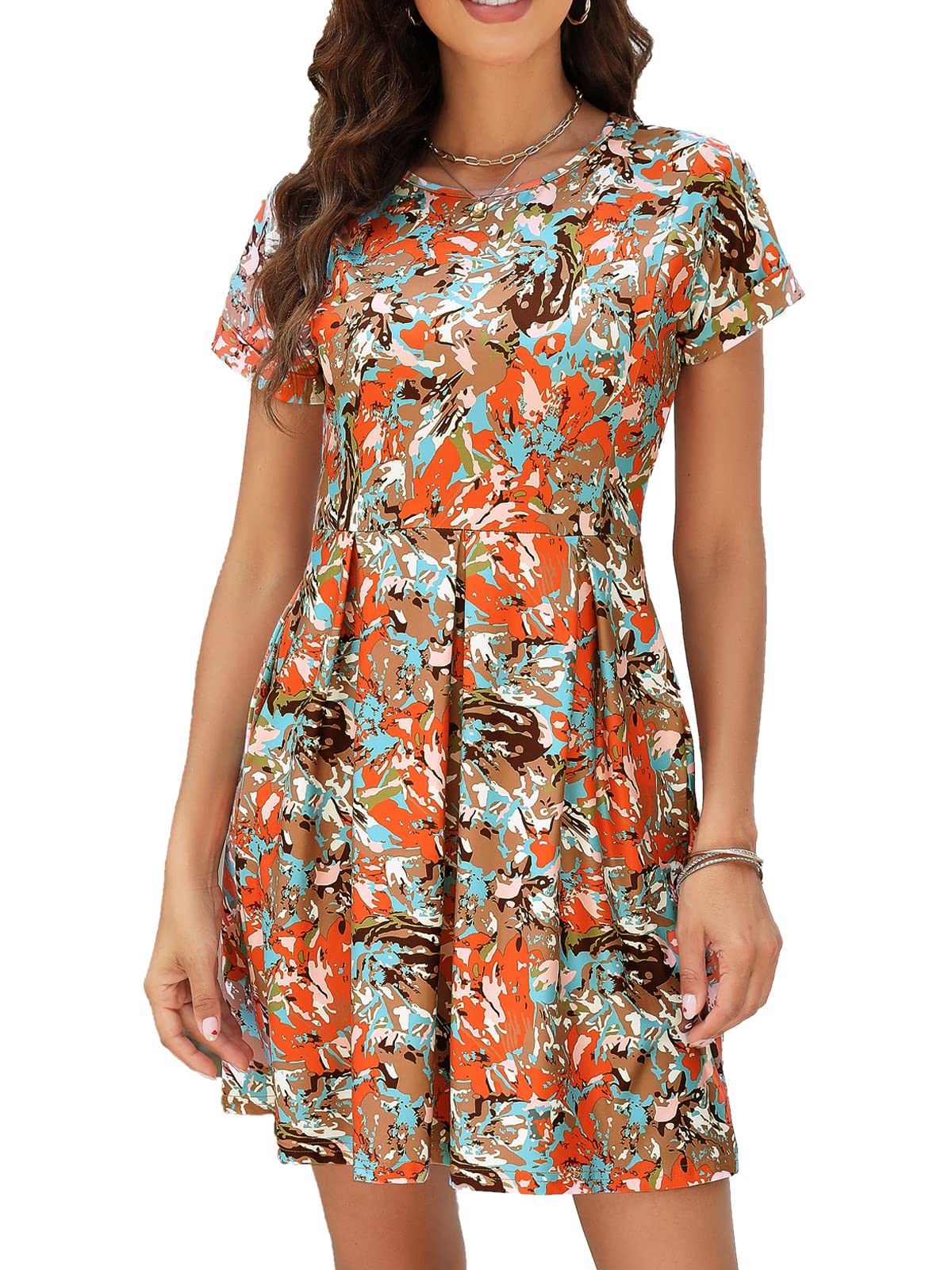 Naggoo Women's Summer Striped Short Sleeve T-Shirt Dress - Casual Swing A-Line Dress with Pockets for Beach, Vacation & Everyday Wear
