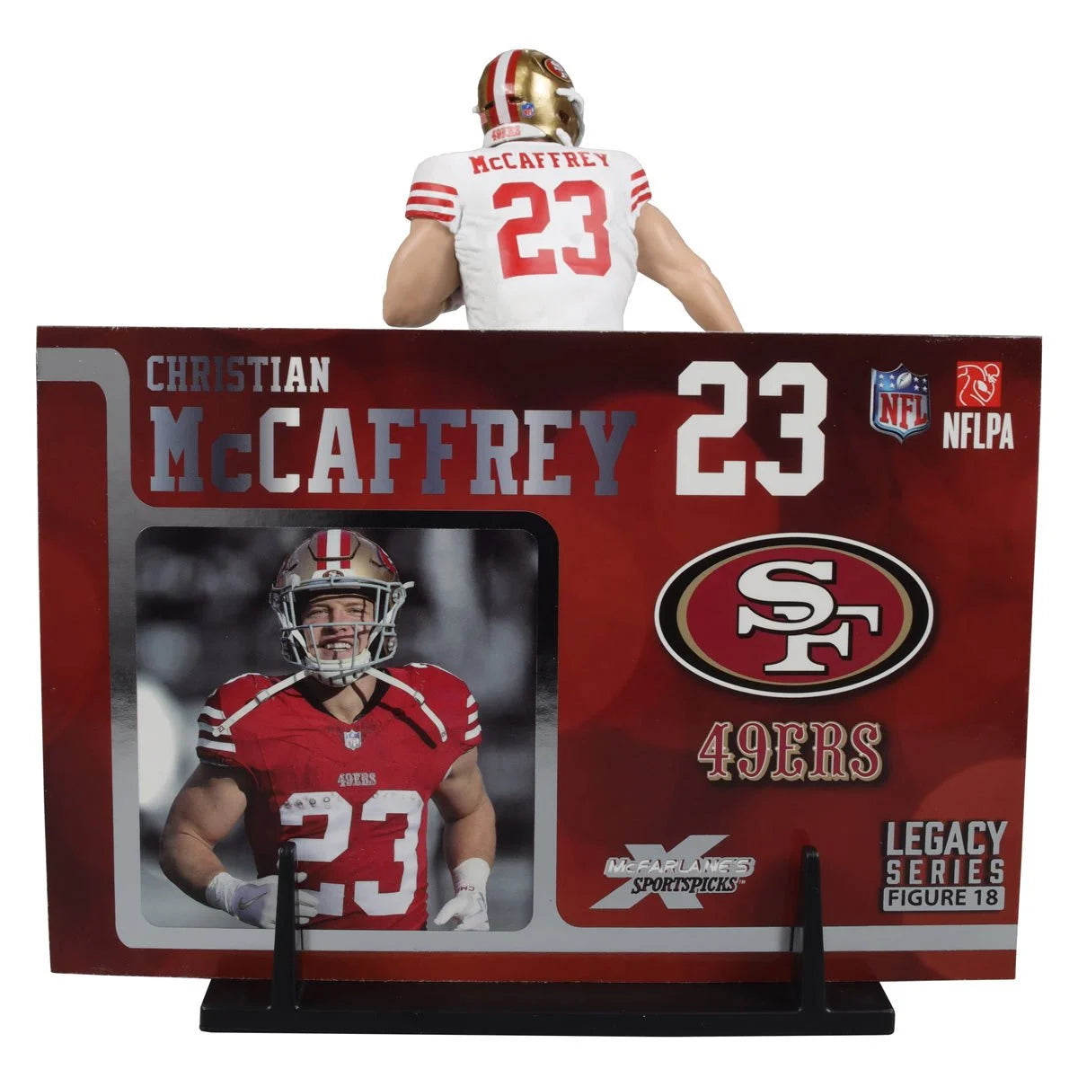 Christian McCaffrey San Francisco 49ers White Jersey NFL Action Figure - 2024 Platinum Chase Collectible SportsPicks for Football Fans & Memorabilia Collectors - Perfect for Display, Gifts, and Game Room Decor