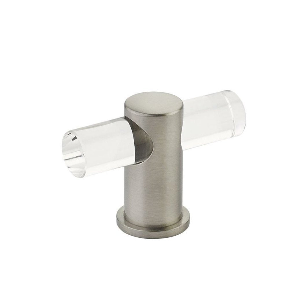 Lucite and Satin Nickel Cabinet Knobs & Drawer Pulls - Modern Hardware for Kitchen, Bathroom & Furniture (Set of 10) - Easy Installation & Durable Finish