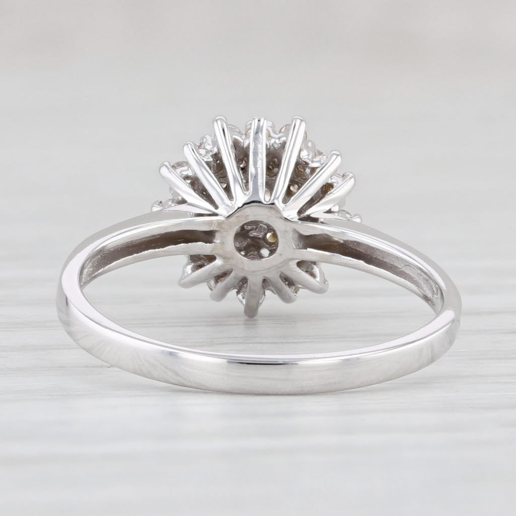 0.35ctw Diamond Cluster Engagement Ring in 14k White Gold - Size 7 | Elegant Wedding Band, Anniversary Gift for Her, Perfect Proposal Jewelry for Brides