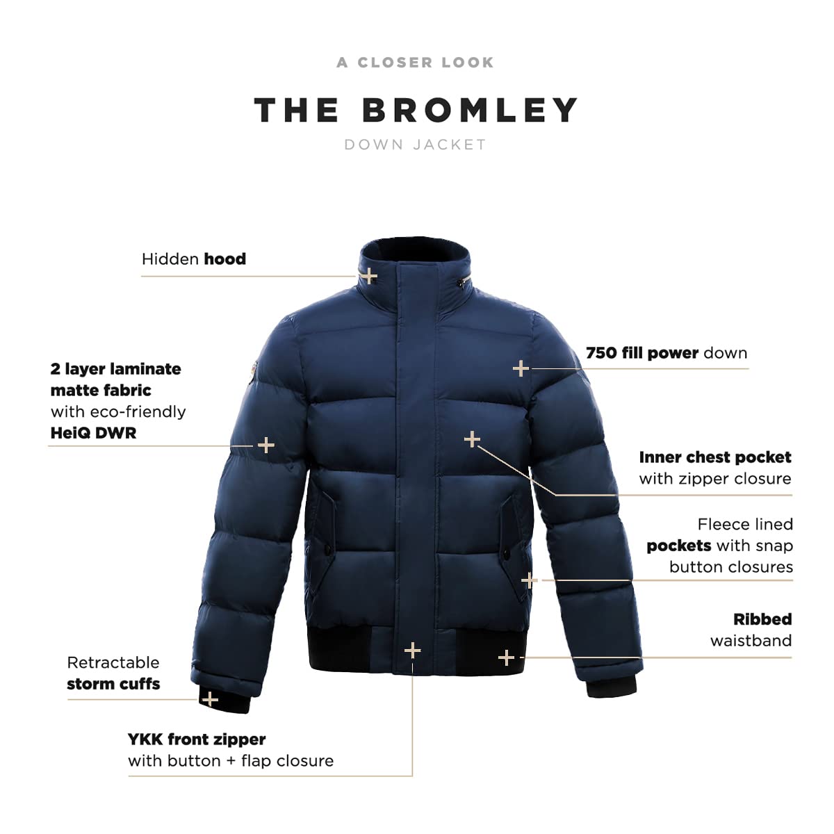 Triple F.A.T. Goose Bromley Men's Bomber Down Jacket - Warm Winter Puffer Coat for Outdoor Activities & Urban Style | Waterproof & Lightweight | Perfect for Skiing, Hiking & Daily Commute