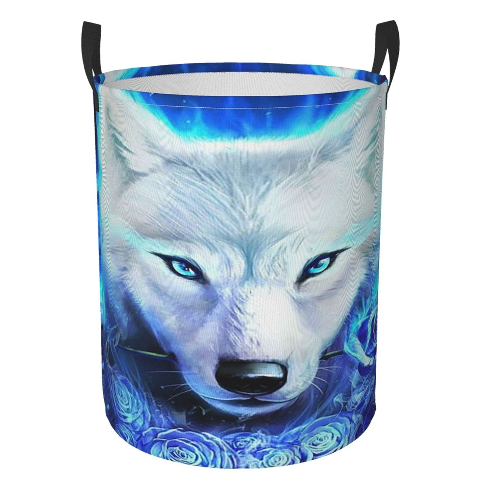 Foldable Waterproof Laundry Basket with Handles - Large Collapsible Fabric Hamper for Clothes, Toys & Storage | Portable Laundry Organizer for Bedroom, Bathroom & Dorm Room | Blue Rose Design