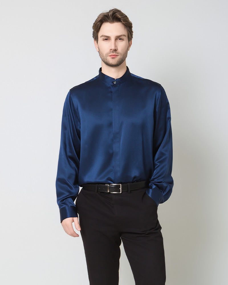 Premium Silk Men's Casual Loose Fit Office Shirt - Breathable & Comfortable Business Wear for Work, Meetings & Formal Occasions