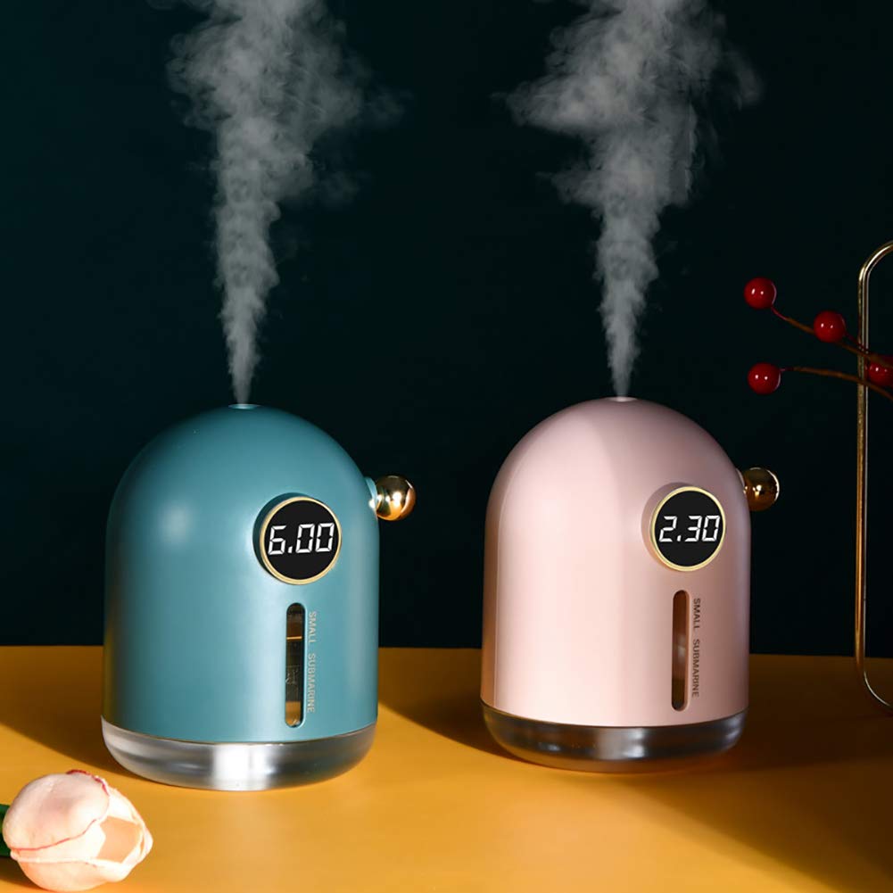 Dark Green Retro Submarine Mini Cool Mist Humidifier - USB Air Humidifier with LED Night Light for Home, Bedroom, Office & Car | Quiet Ultrasonic Fogger for Dry Air Relief, Baby Nursery & Plants