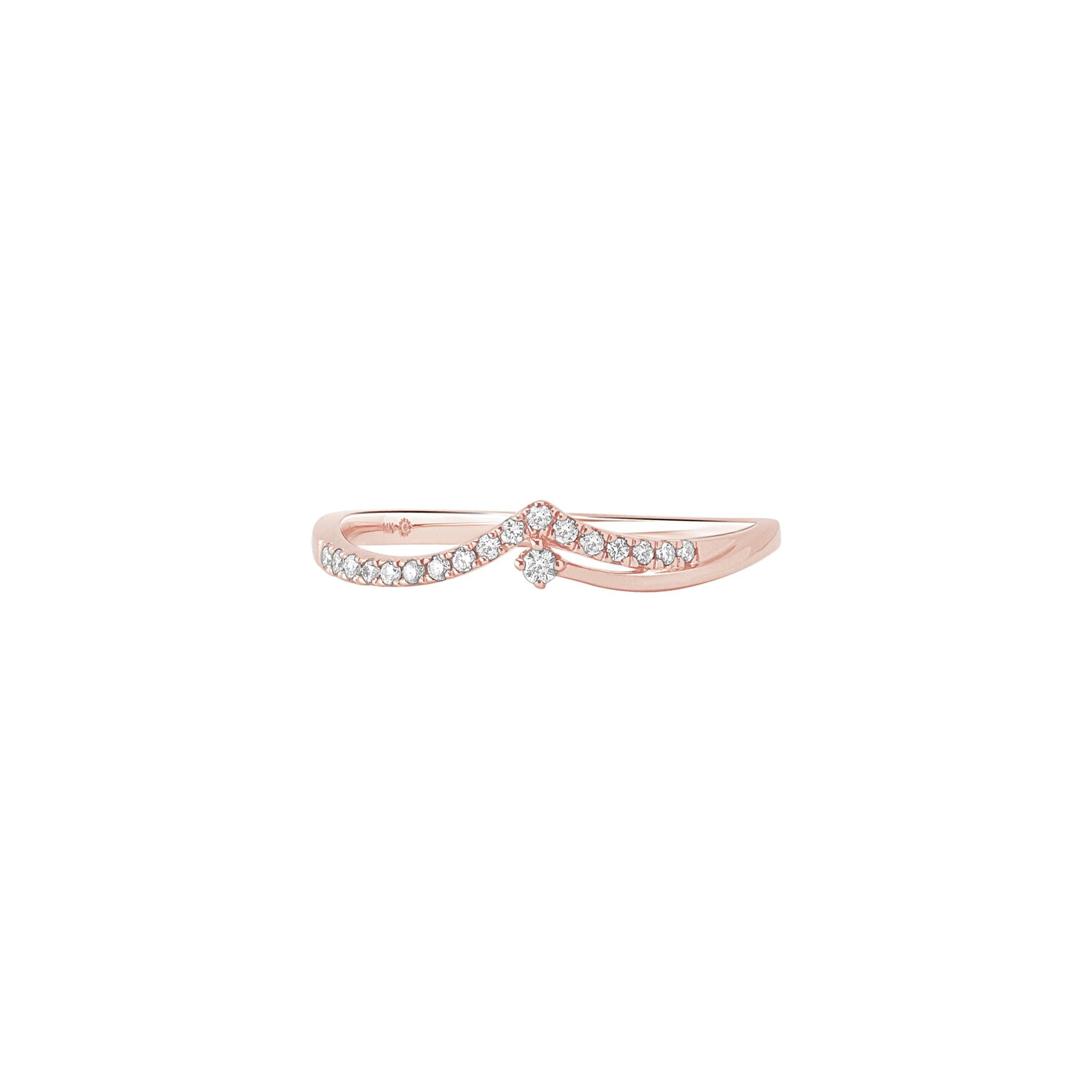 14K Rose Gold Diamond Shooting Star Ring - Elegant Dainty Stackable Ring for Women, Perfect for Everyday Wear, Anniversary & Birthday Gifts