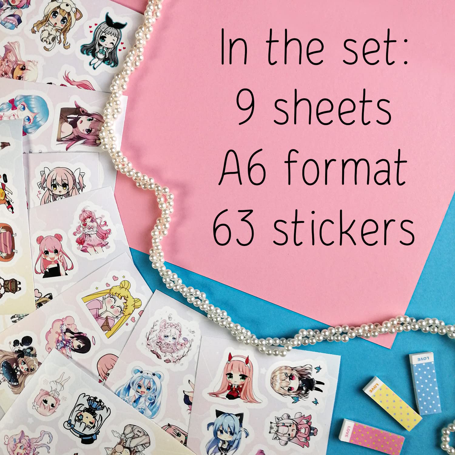 BulbaCraft Kawaii Anime Girl Stickers Set - Cute Japanese Cartoon Decals for Water Bottles, Laptops, Journals & Scrapbooks - Pink Manga Stickers for Teens & Adults - Perfect for DIY Crafts, School Supplies & Gift Giving