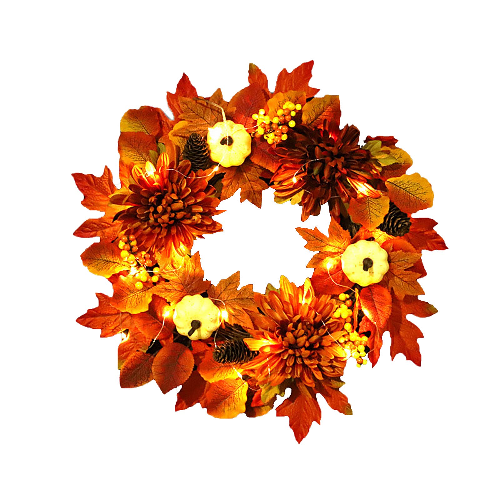 Autumn Wreath for Front Door - Halloween & Thanksgiving Decor with Pumpkin & Pinecone Accents - Perfect for Seasonal Home Decor, Porch & Outdoor Fall Decorations