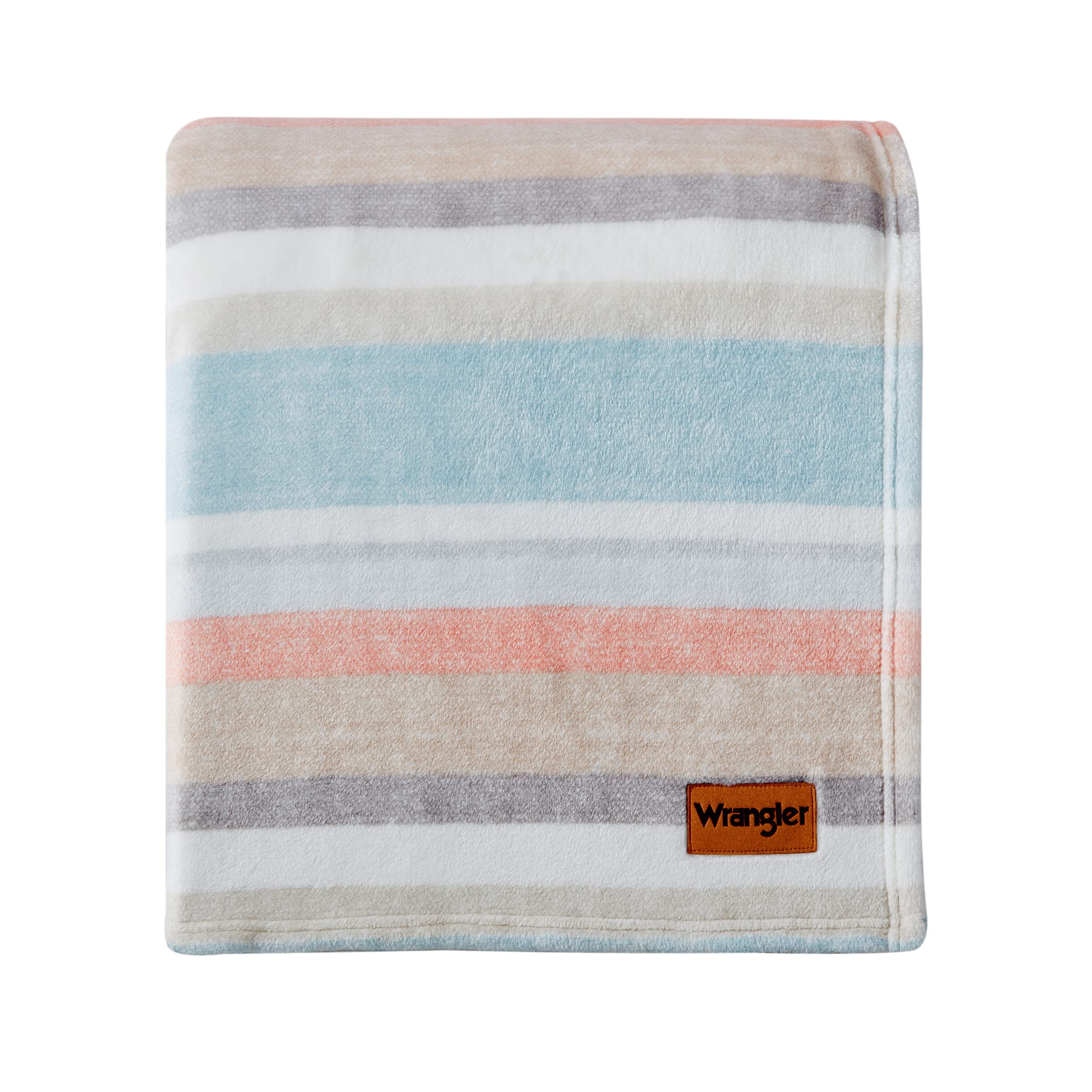 Wrangler Ultra Soft Plush Fleece Blanket - Full/Queen Size Yellowstone Inspired Bedding | Warm & Cozy for Bed, Couch, Camping (Glen Canyon Stripe Blue)