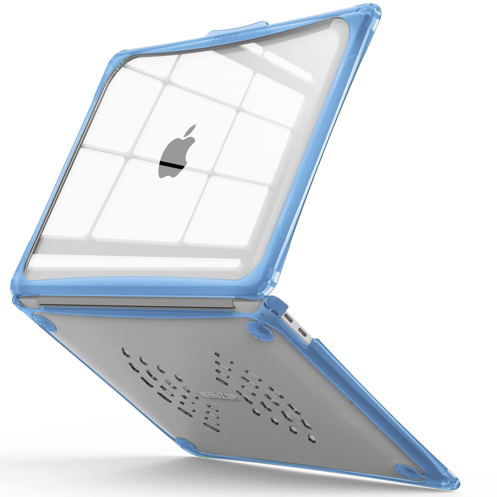 IBENZER Heavy Duty Protective Case for MacBook Air 13 Inch (2020-2022 M1 A2337 A2179 A1932) - Shockproof Cover with Screen Lock & Touch ID Compatibility, Serenity Blue - Perfect for Work, Travel & School Use