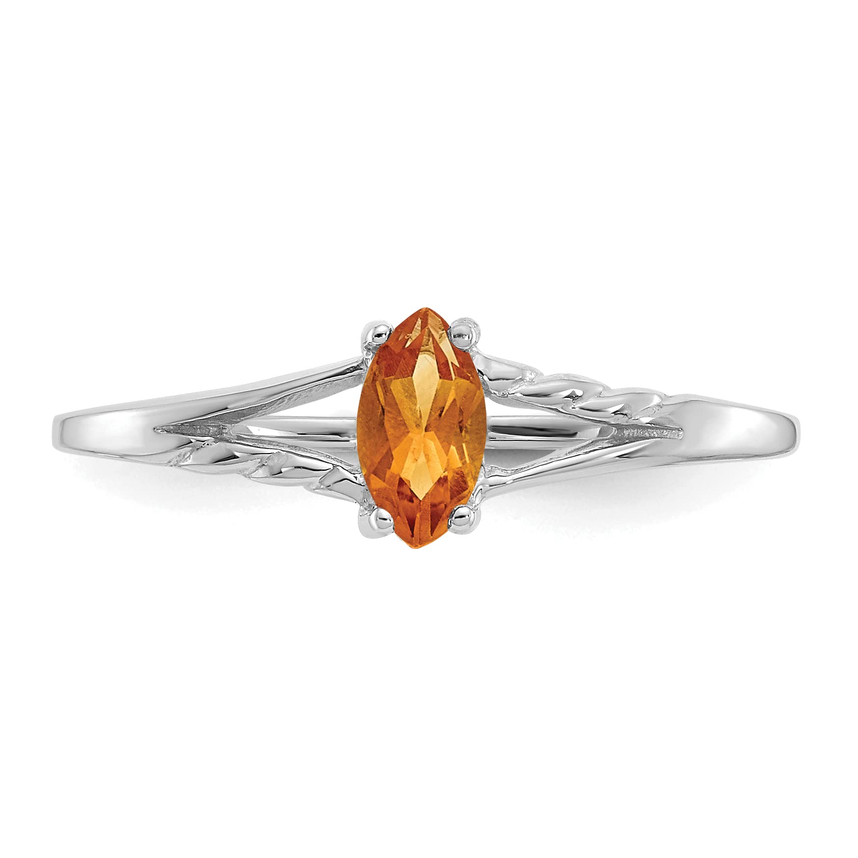 10K White Gold Genuine Citrine Birthstone Ring for Women - Size 6.0 - Elegant Jewelry Gift for Birthday, Anniversary & Special Occasions