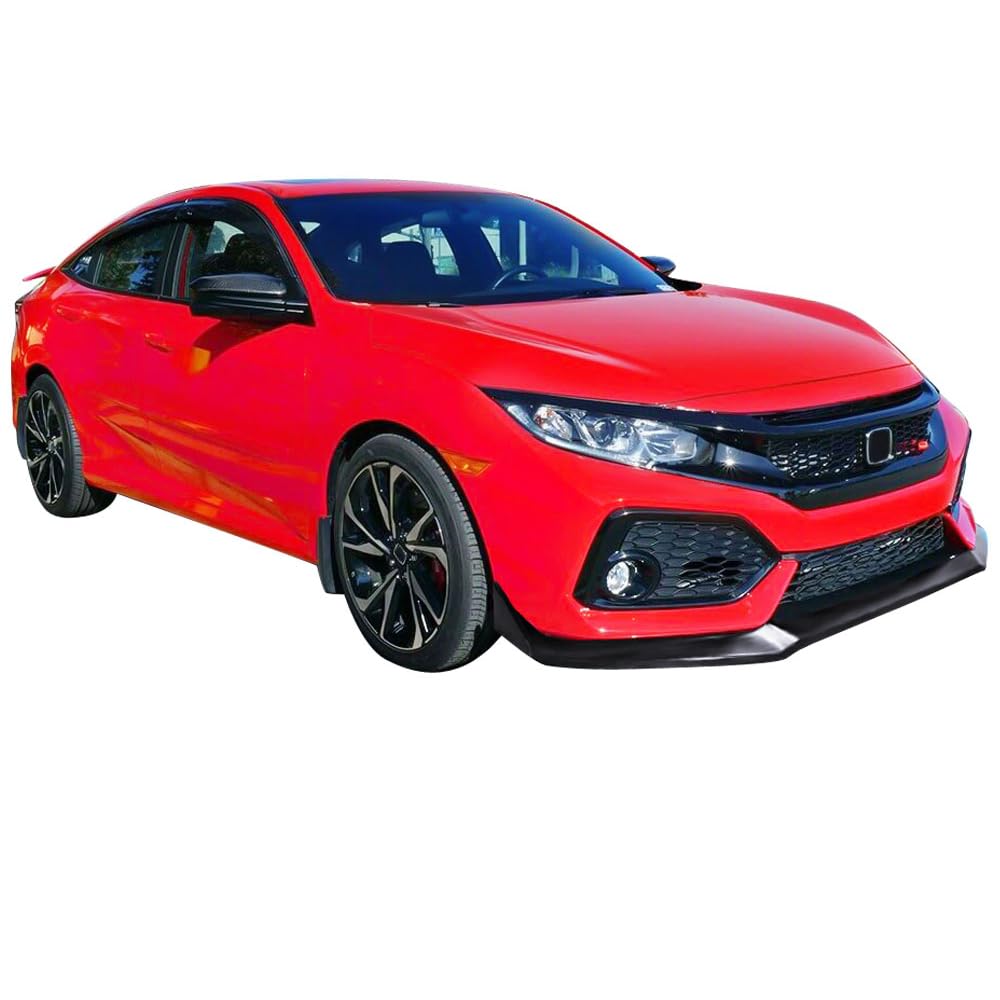 IKON MOTORSPORTS Front Bumper Lip Splitter - CS Style Air Dam Chin Body Kit for 2019-2021 Honda Civic | Durable Polyurethane Design | Perfect for Street Racing & Car Shows