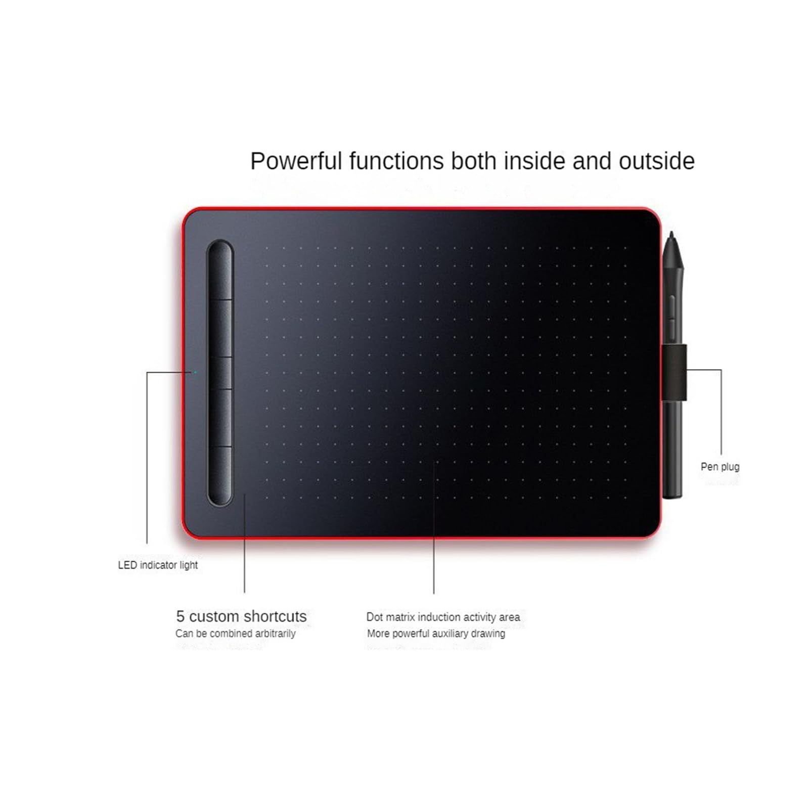 SKUBIS Passive Digital Drawing Tablet for Computer & Phone - Compatible with PC, Mac, Android for Graphic Design, Sketching & Online Teaching (Red) - Perfect for Artists, Designers & Remote Educators