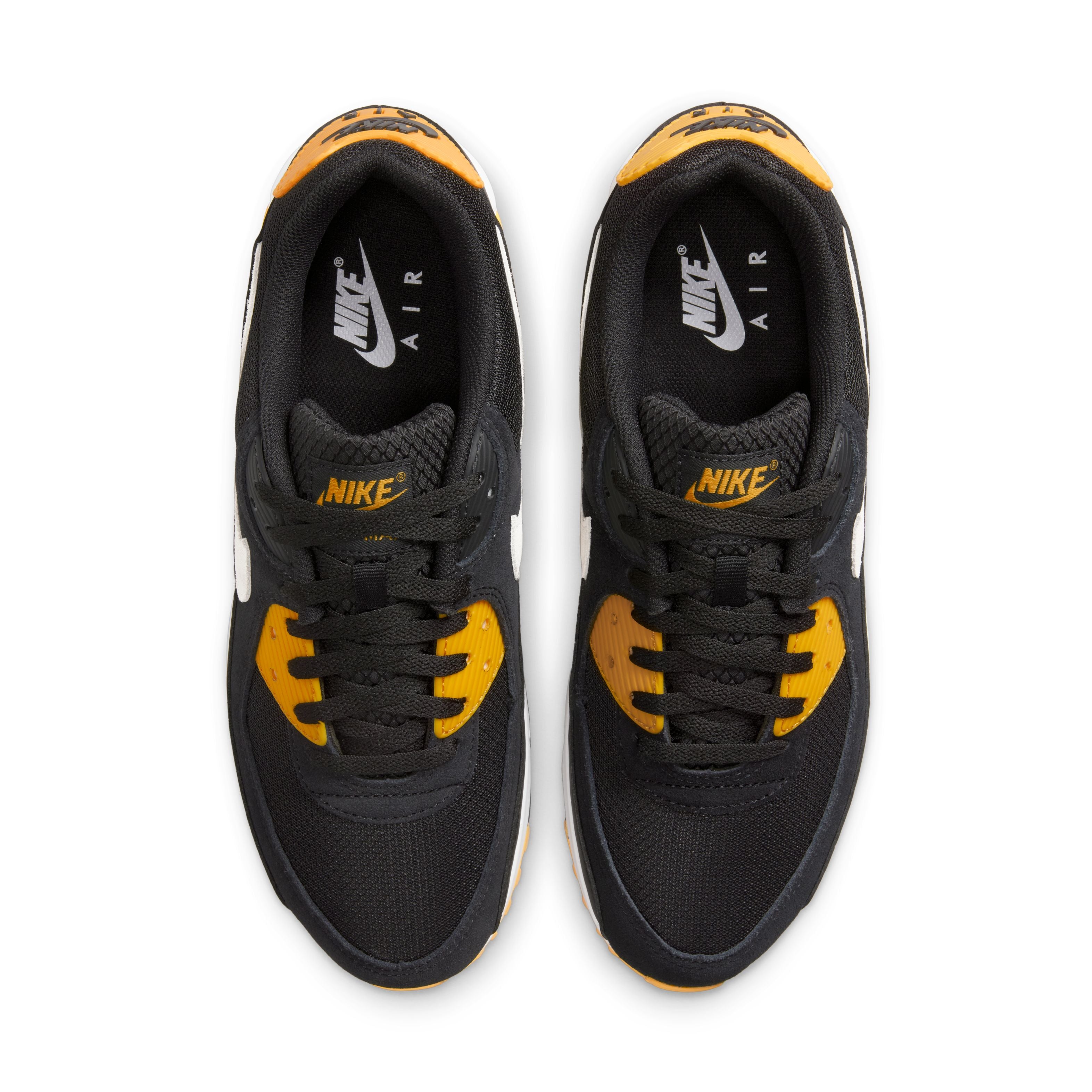 Nike Air Max 90 Men's Running Shoes - Black/University Gold Colorway - Comfortable Cushioned Sneakers for Jogging, Gym Workouts & Casual Streetwear