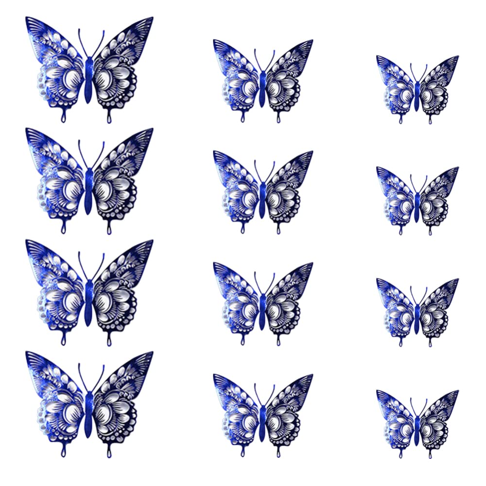 12PCS 3D Butterfly Wall Stickers - Self-Adhesive Decorative Vinyl Murals for Home, Bedroom, Nursery & Living Room Decor - Easy Peel & Stick Wall Art for Girls Room, Dorm, Apartment Makeover