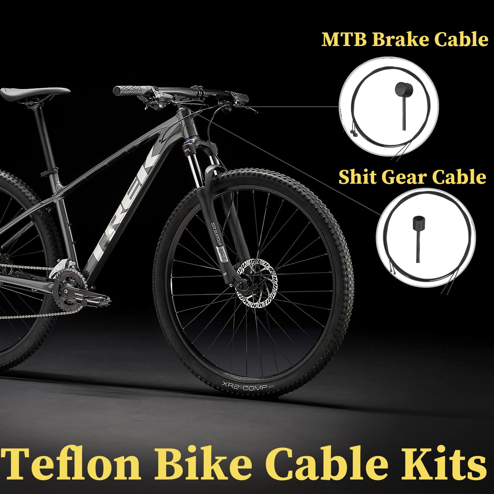 RUJOI Bike Cable Kit - Brake & Shift Derailleur Cable Set with Cable Cutter, Ferrules, S-Buckles for MTB, Road Bikes | Durable Wire Rope Replacement for Smooth Cycling Performance | Perfect for Bike Maintenance & Component Upgrades