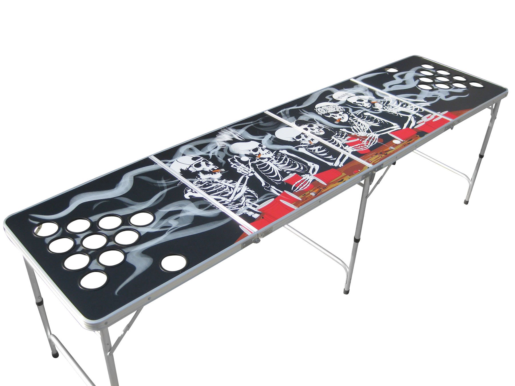 Portable Pong Table with Cup Holders - Perfect for Football Tailgating, Camping, Halloween Party Games & Outdoor Decorations - Fun Drinking Game for Adults & Backyard Entertainment