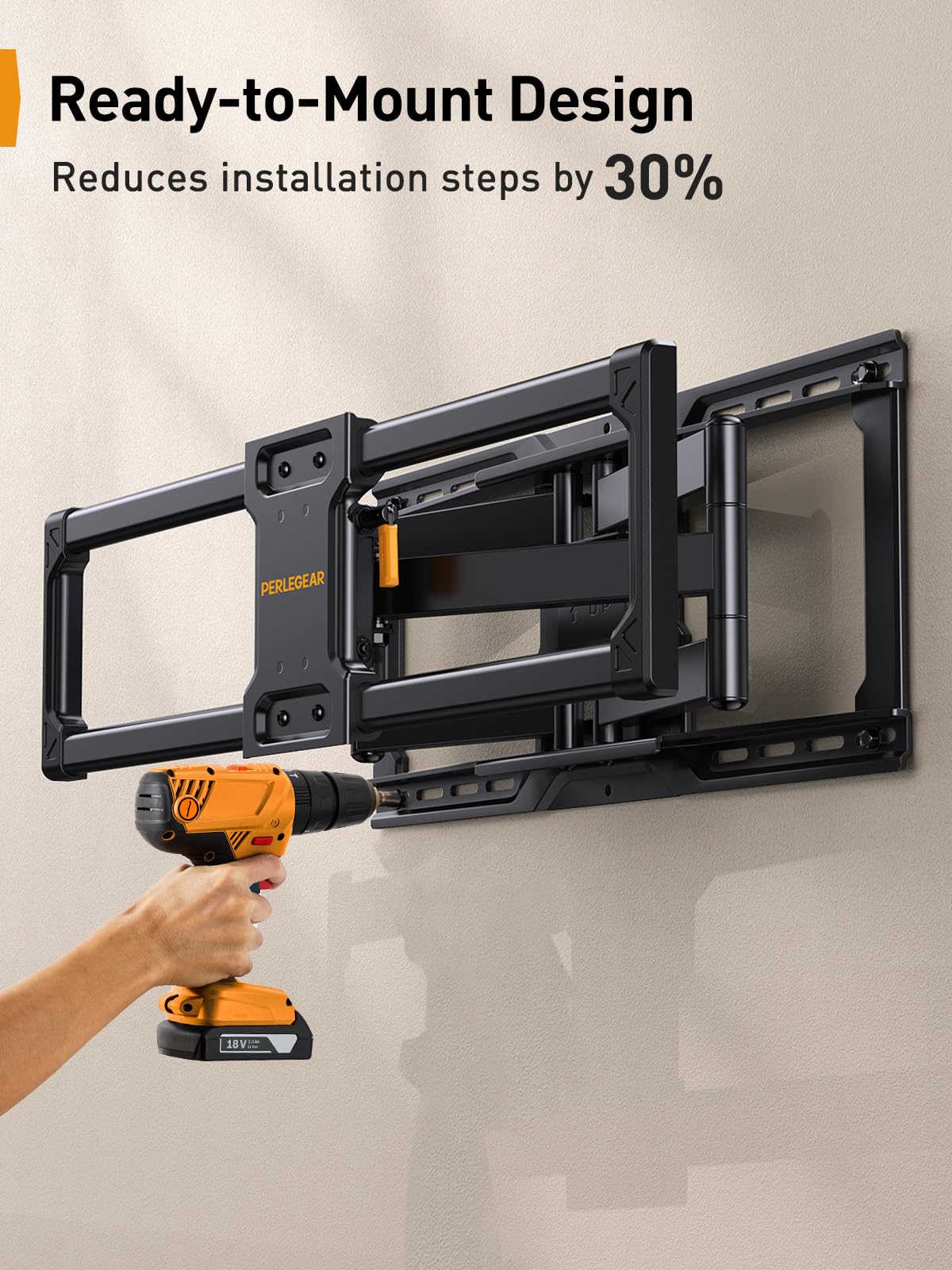 Perlegear TV Wall Mount for 42-90 Inch TVs Up to 68KG, Full Motion Articulating Arm with Tilt, Swivel, Extension, Max VESA 600x400mm - Perfect for Living Room, Bedroom, and Home Theater Setup