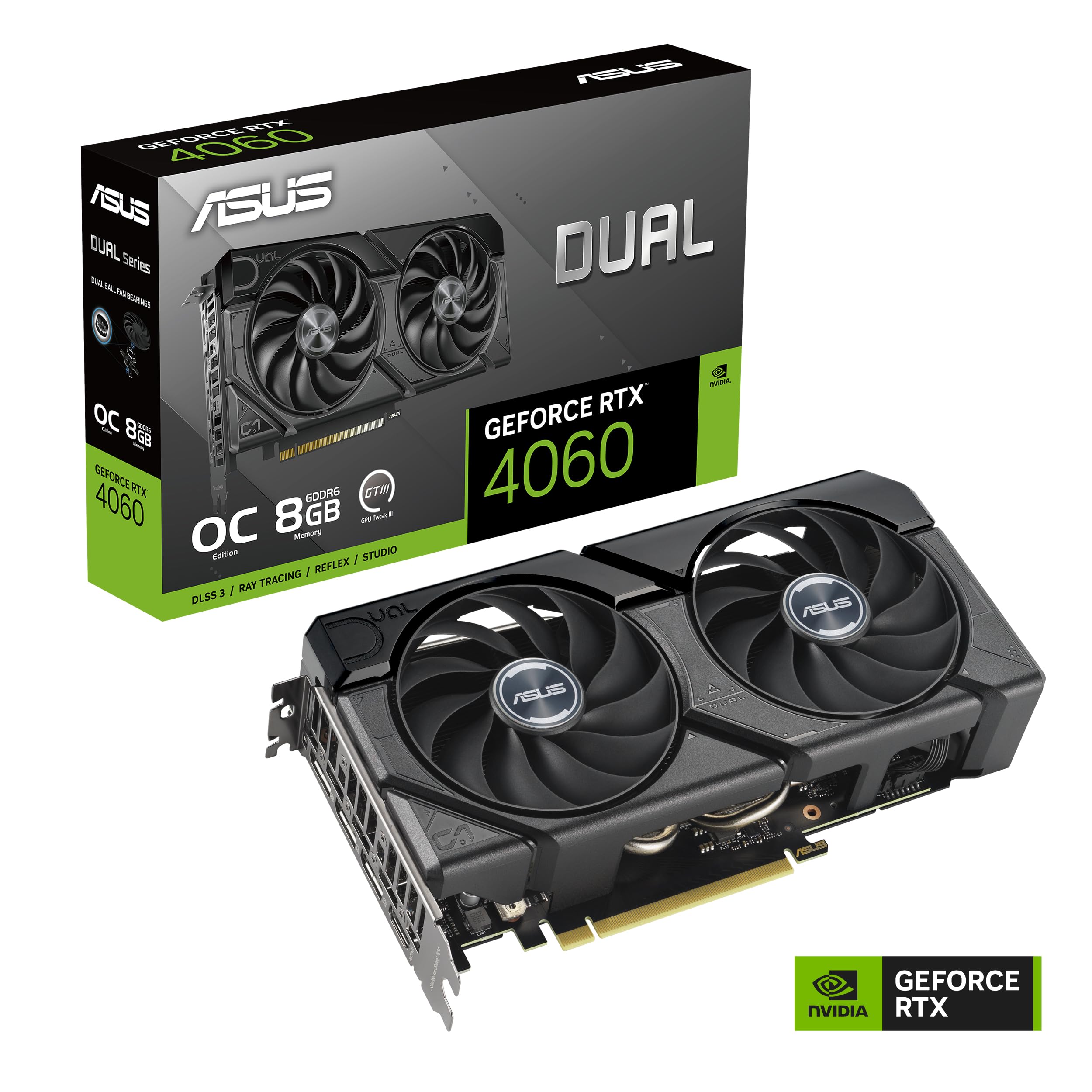 ASUS GeForce RTX 4060 DUAL EVO 8GB GDDR6X OC Gaming Graphics Card - 2535MHz Boost Clock, PCIe 4.0, DLSS 3, 3x DisplayPort 1.4a, HDMI 2.1a | 4K & 8K HDR Ready | Perfect for PC Gaming, VR, Video Editing & Streaming