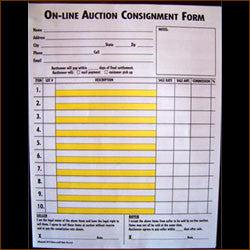 Online Auction Consignment Form - 2 Part Carbonless (100/Pack) - Perfect for Estate Sales, Storage Auctions & Online Bidding Businesses