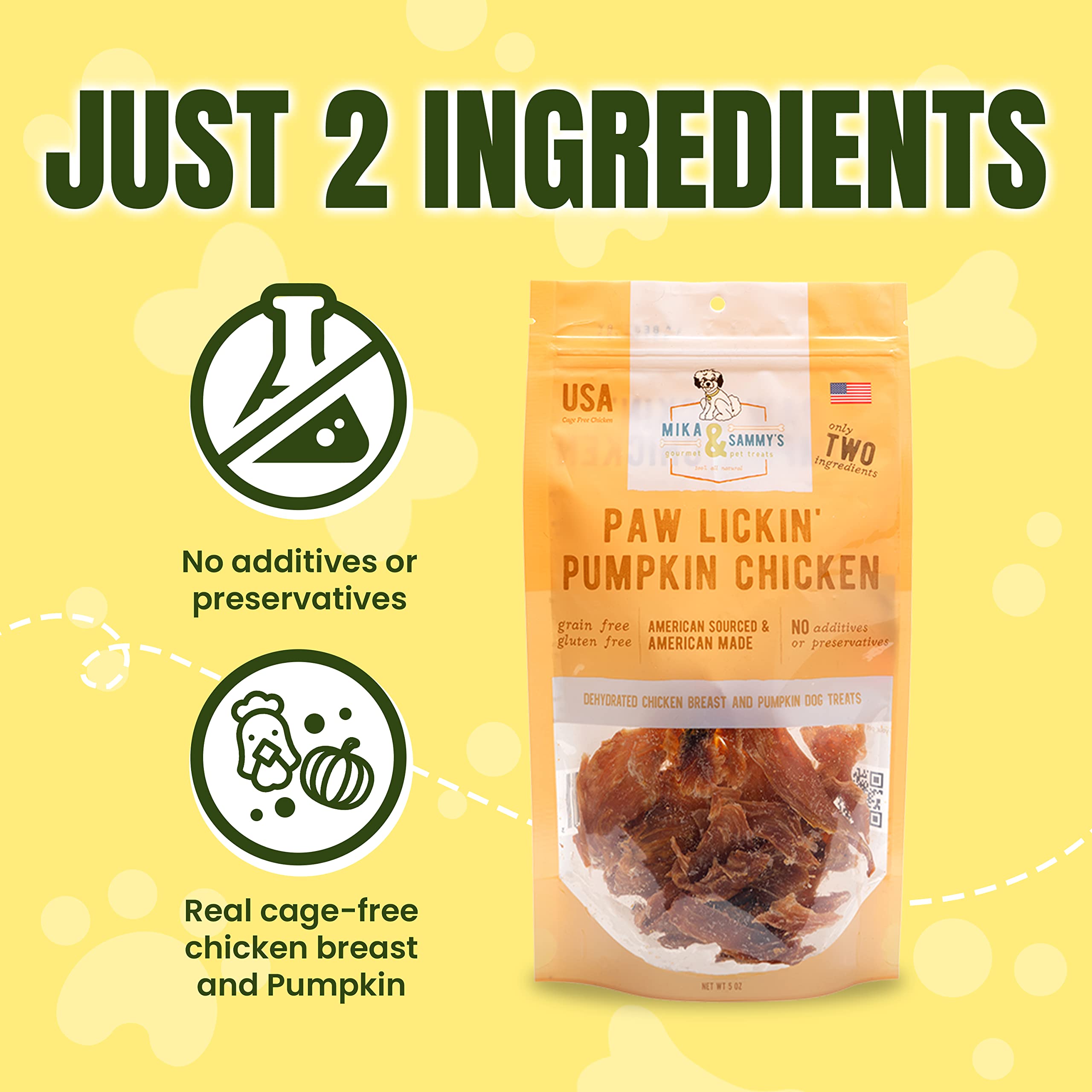 Premium Natural Chicken Jerky Dog Treats - Cage-Free, No Additives, Made in USA | High-Protein, Grain-Free Puppy Snacks for Training & Rewards | Mika & Sammy's Pumpkin Chicken Flavor (12 oz) - Perfect for Outdoor Adventures & Travel