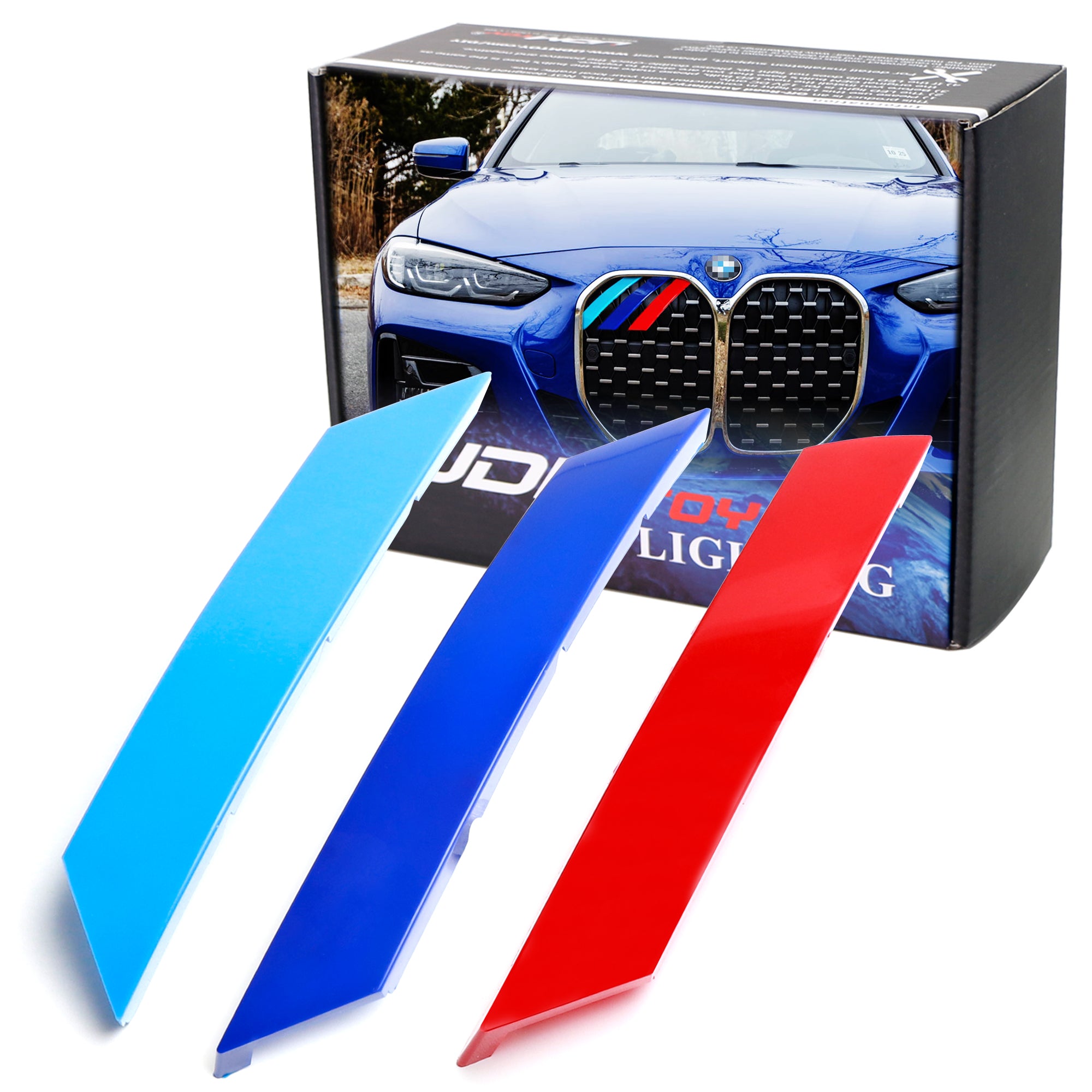 BMW G22 G23 4 Series (2021+) M Color Stripe Diamond Grille Insert Trims - Front Grill Decoration for 4 Series Coupe & Convertible - Upgrade Your BMW's Sporty Look for Street & Car Shows