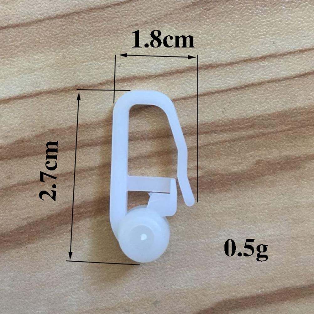 BESPORTBLE 100PC White Sliding Curtain Hooks - Durable Roller Hooks for Bedroom Drapes, Shower Curtains, and Window Treatments - Easy Glide Rail Accessories for Smooth Curtain Movement (Perfect for Home, Hotel, and Apartment Decor)