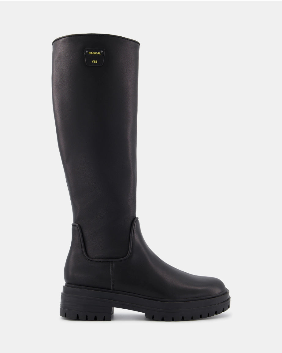 Patience Leather Zip Up Knee High Boots for Women - Black | Stylish & Comfortable Tall Boots for Fall, Winter & Casual Outfits